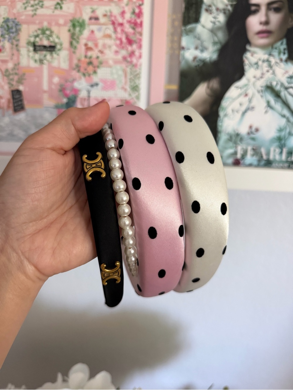 Polka Dot Satin Headband Set  of 4
